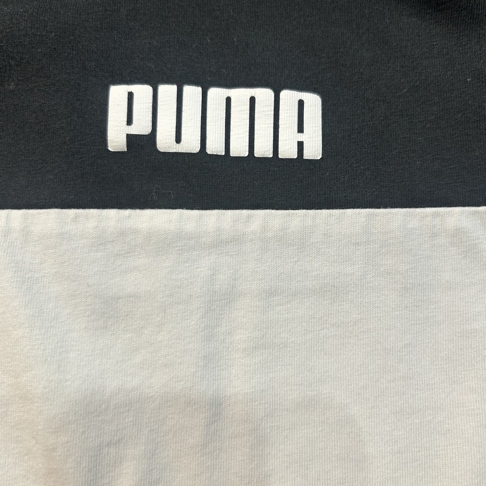 Puma Mens T-Shirt Black White Gray Block Logo L - Picture 3 of 9